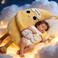 The Celestial Moon Enlightenment Companion: Bionic Hug Sleep Aid with Pre-loaded Bedtime Stories & Nursery Rhymes