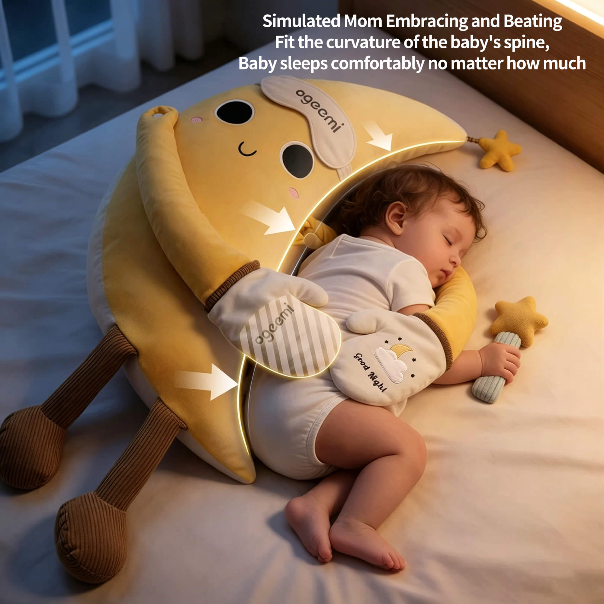 Smart Bionic Moon Soothing Pillow | Early Childhood Education Audio &#038; Heat Therapy Sleep Aid for Newborns