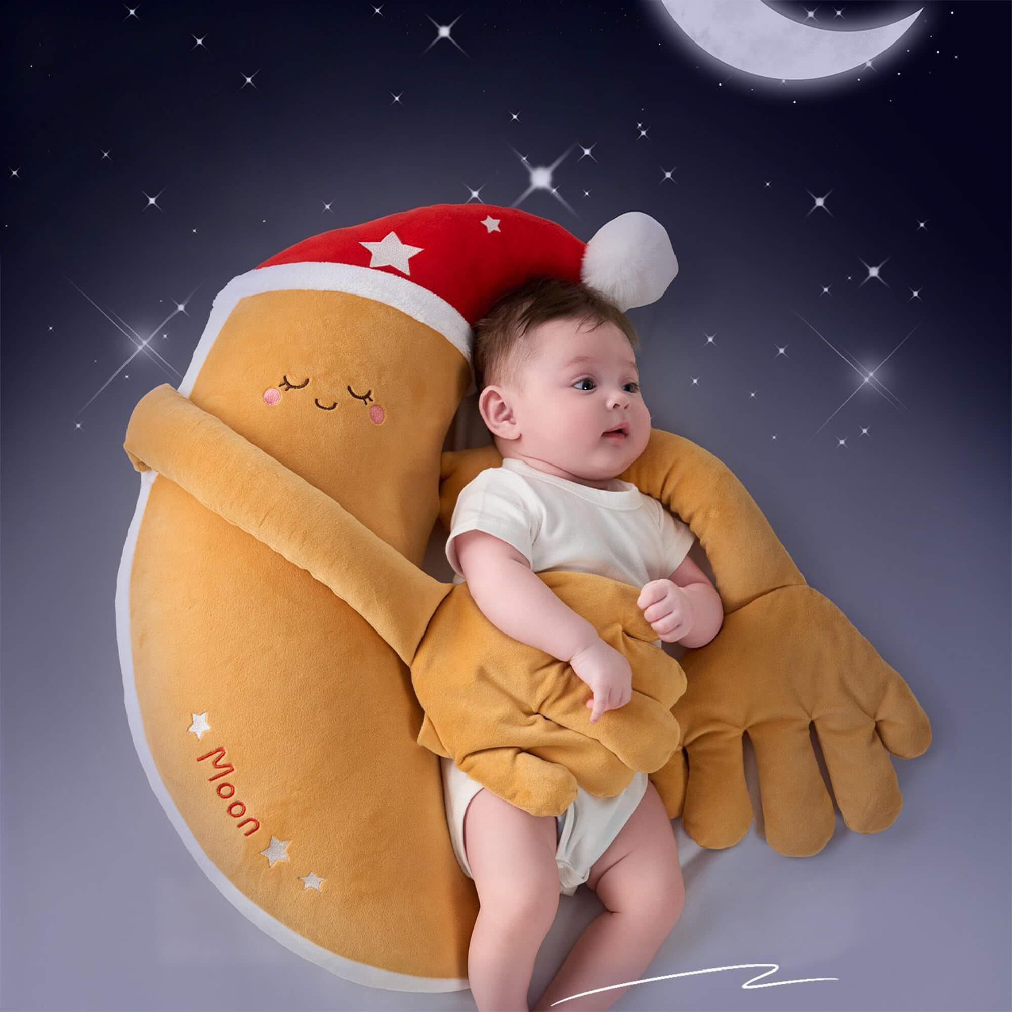 Smart Bionic Moon Soothing Pillow | Anti-Startle Sleep Aid with Natural Heat Therapy for Colic &#038; Gas Relief