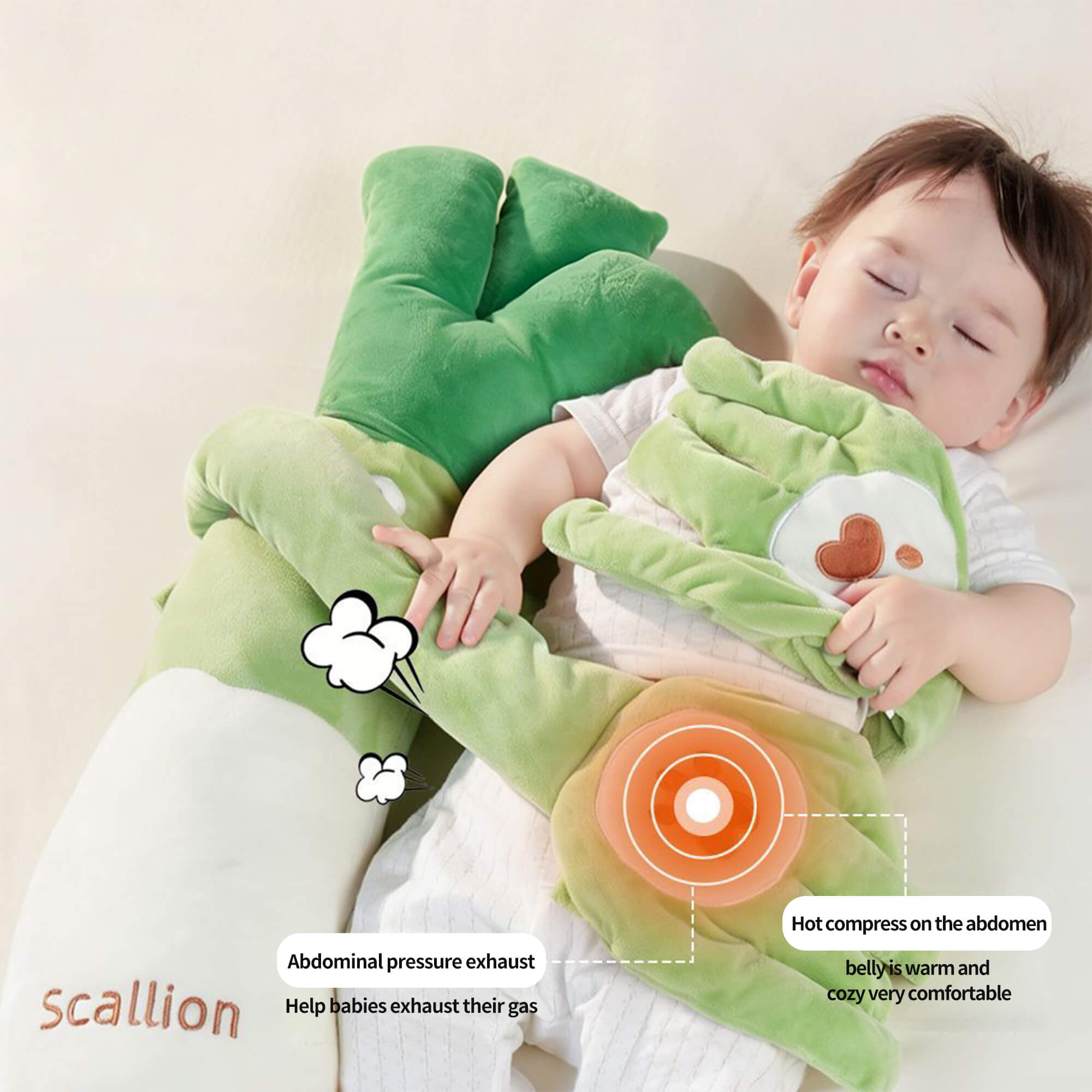 Smart Scallion Baby Soothing Pillow | Intelligent Rhythmic Tapping &#038; Heat Therapy for Colic and Gas Relief image 5