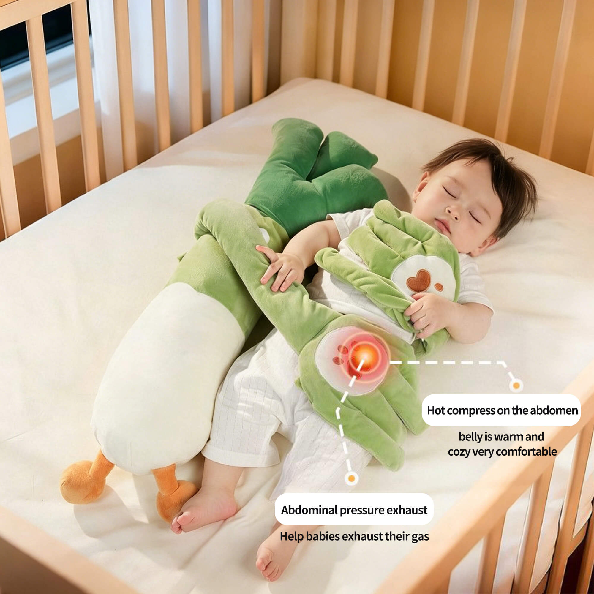 Bionic Banana Baby Soothing Pillow &#8211; Anti-Startle Sleep Aid with Heat Therapy &#038; Rhythmic Tapping for Colic &#038; Gas Relief image 6