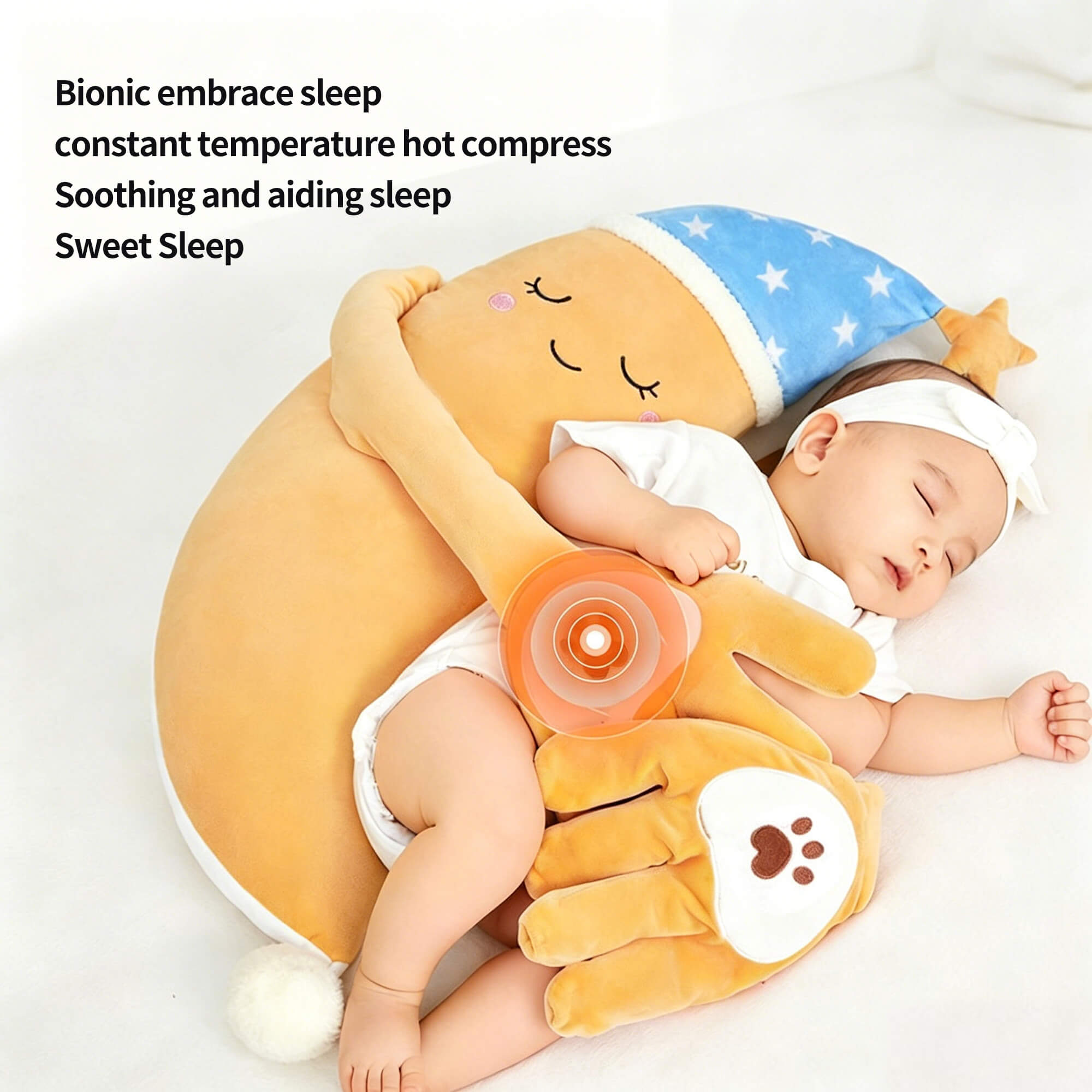 Bionic Moon Soothing Sleep Pillow | Anti-Startle Newborn Aid with Constant Heat Therapy &#038; Sweet Dream Support