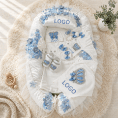 Blue Floral Personalized Baby Gift Set
