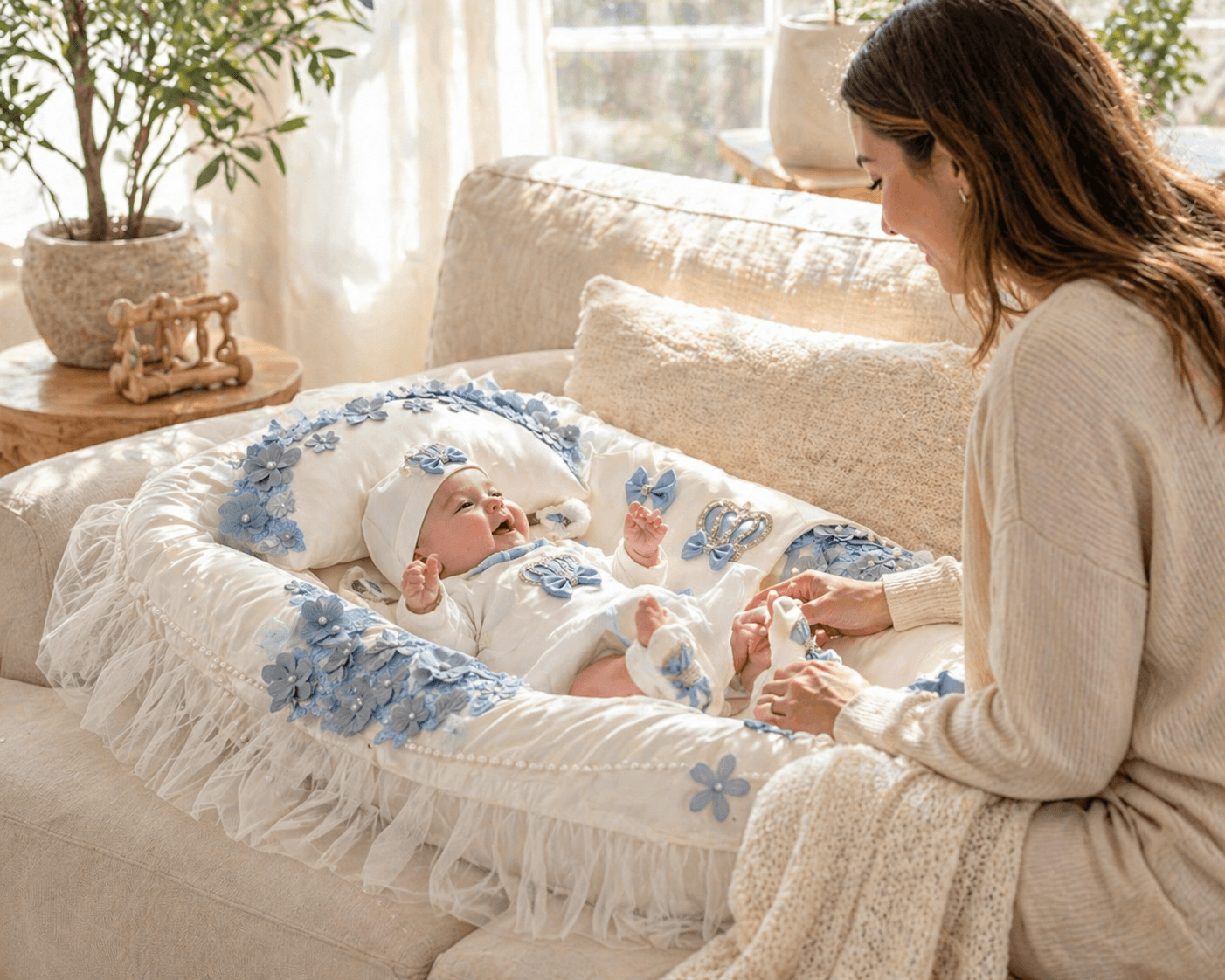 Blue Floral Personalized Baby Gift Set image 4