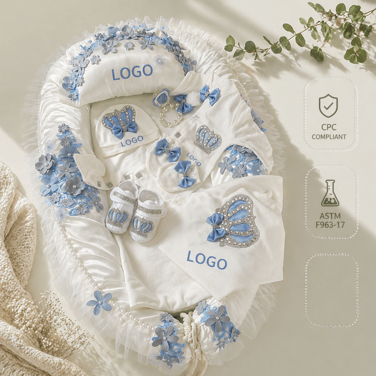 Blue Floral Personalized Baby Gift Set image 5
