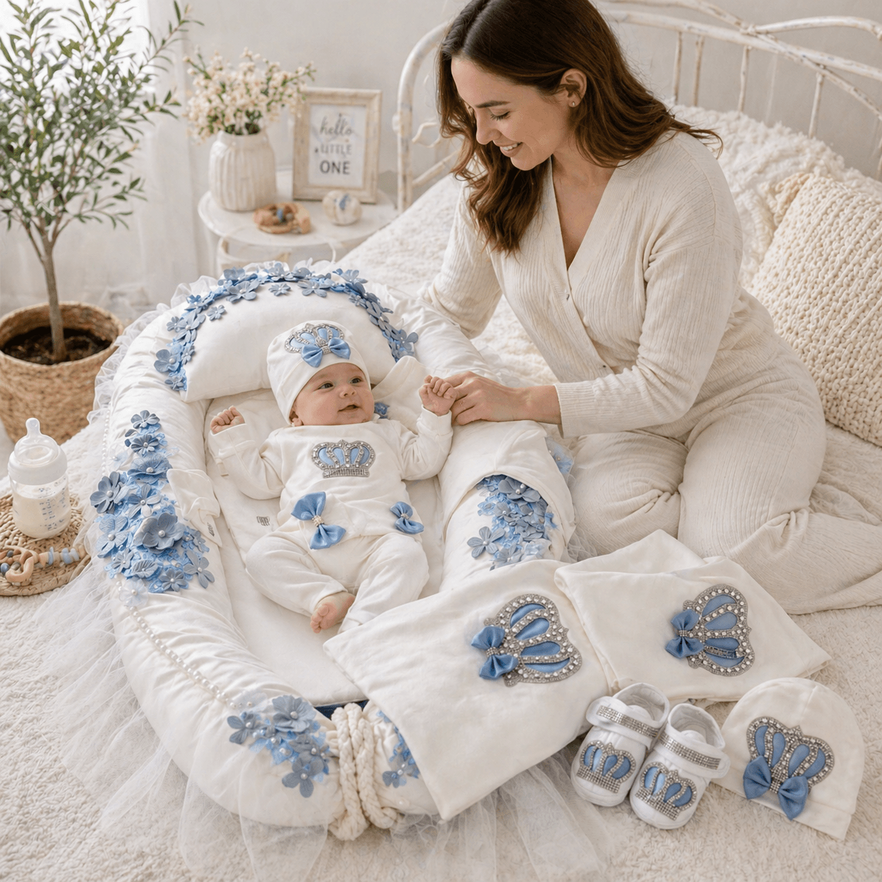 Blue Floral Personalized Baby Gift Set image 5