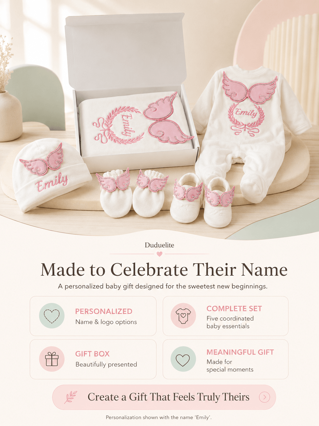 Duduelite personalized newborn baby gift box for baby shower and newborn welcome