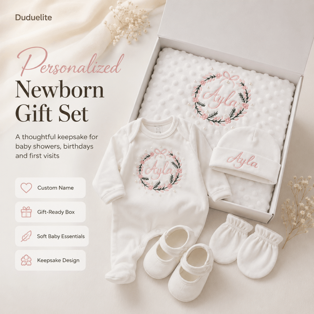 Personalized Newborn Baby Gift Set with Custom Name & Logo