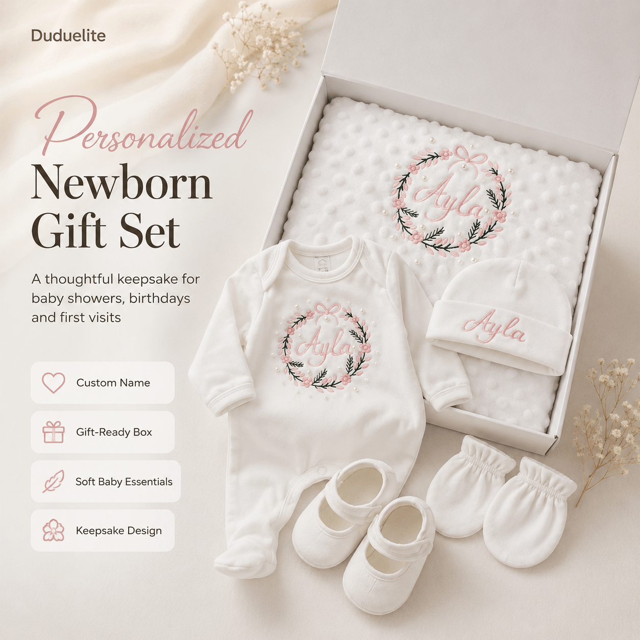 Personalized Newborn Baby Gift Set with Custom Name &#038; Logo