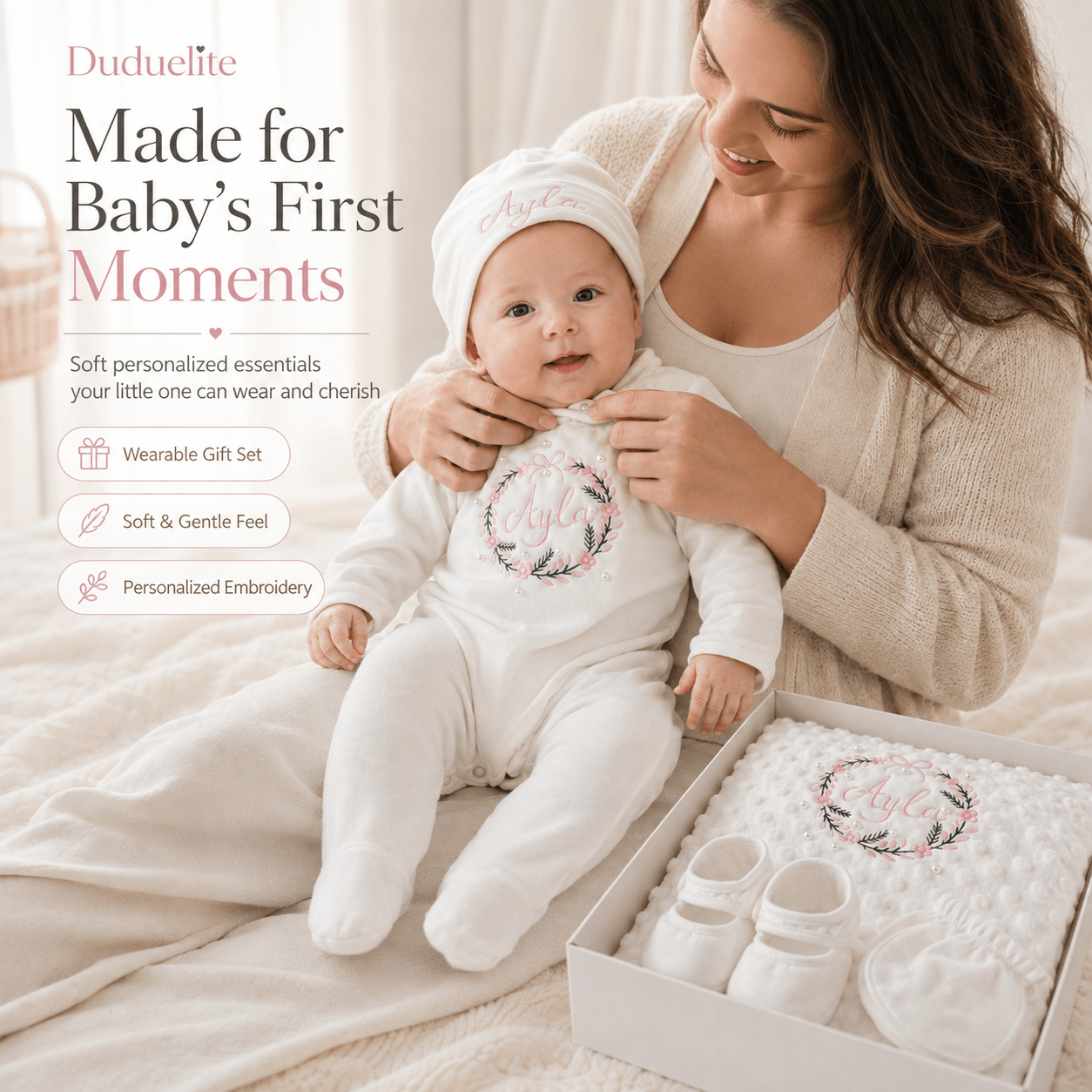 Personalized Newborn Baby Gift Set with Custom Name &#038; Logo