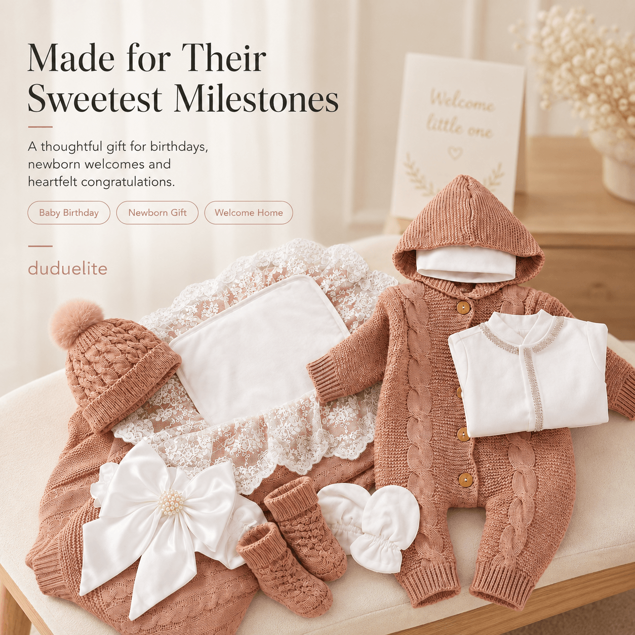 Personalized Newborn Baby Gift Set with Knitted Outfit &#038; Keepsake Box