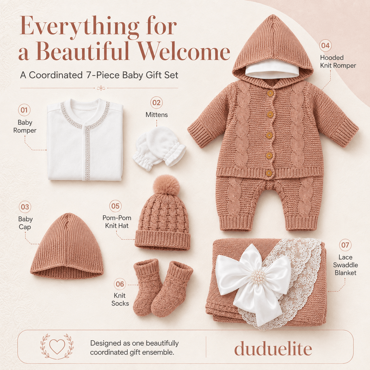 Personalized Newborn Baby Gift Set with Knitted Outfit & Keepsake Box image 4