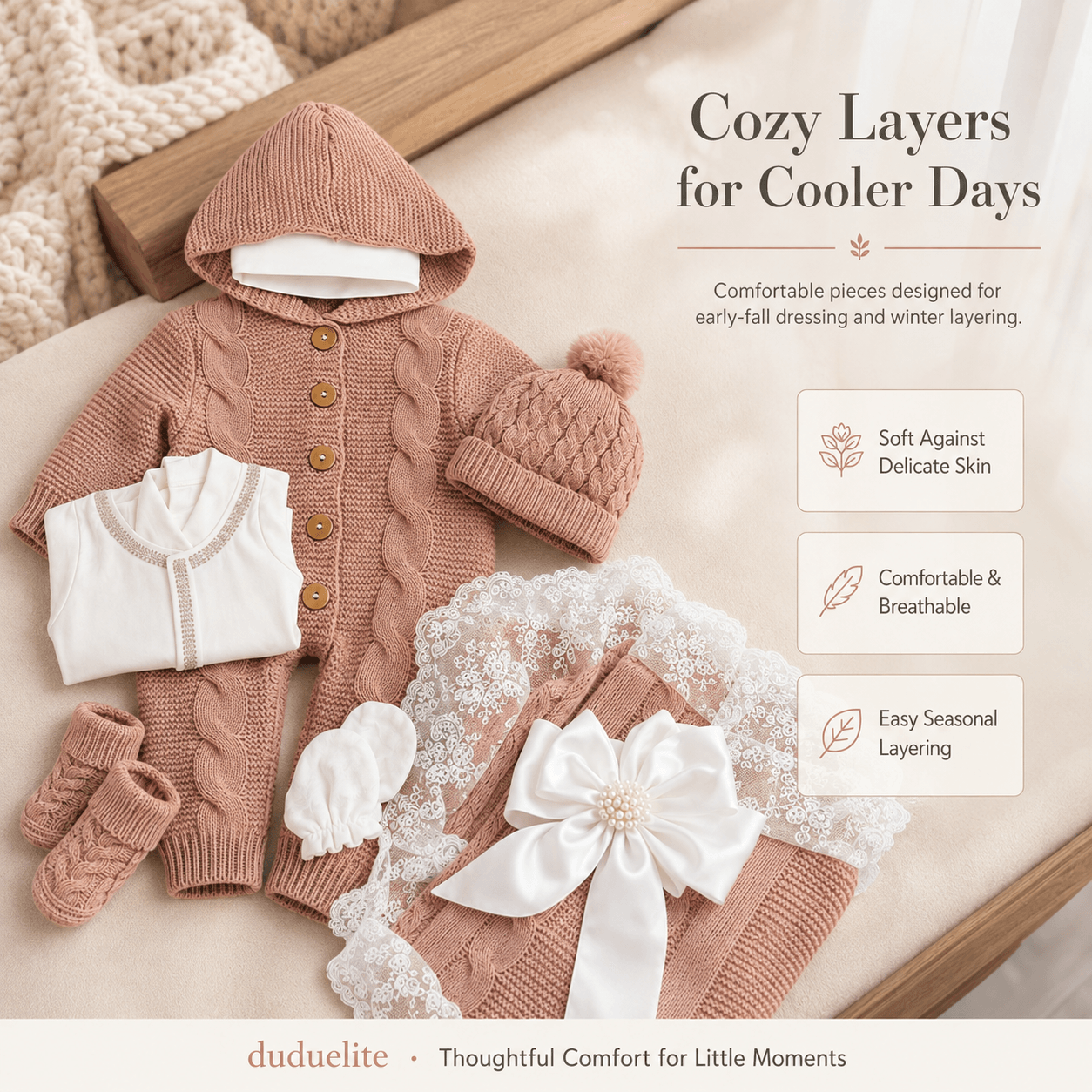 Personalized Newborn Baby Gift Set with Knitted Outfit & Keepsake Box image 5